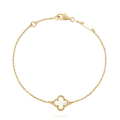 [Marins]CLOVER WHITE MOP SINGLE FLOWER BRACELET