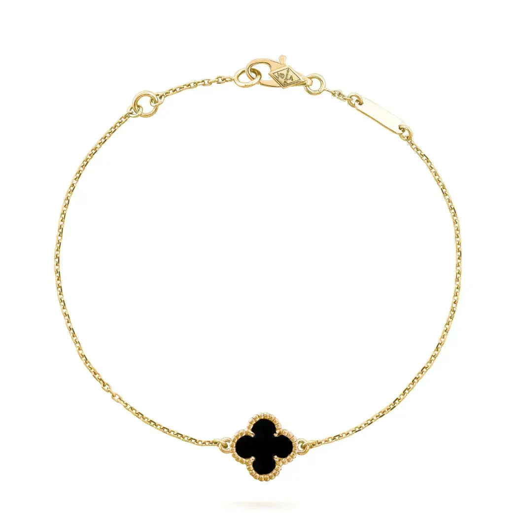 [Marins]CLOVER ONYX SINGLE FLOWER BRACELET