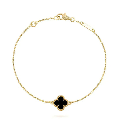 [Marins]CLOVER ONYX SINGLE FLOWER BRACELET