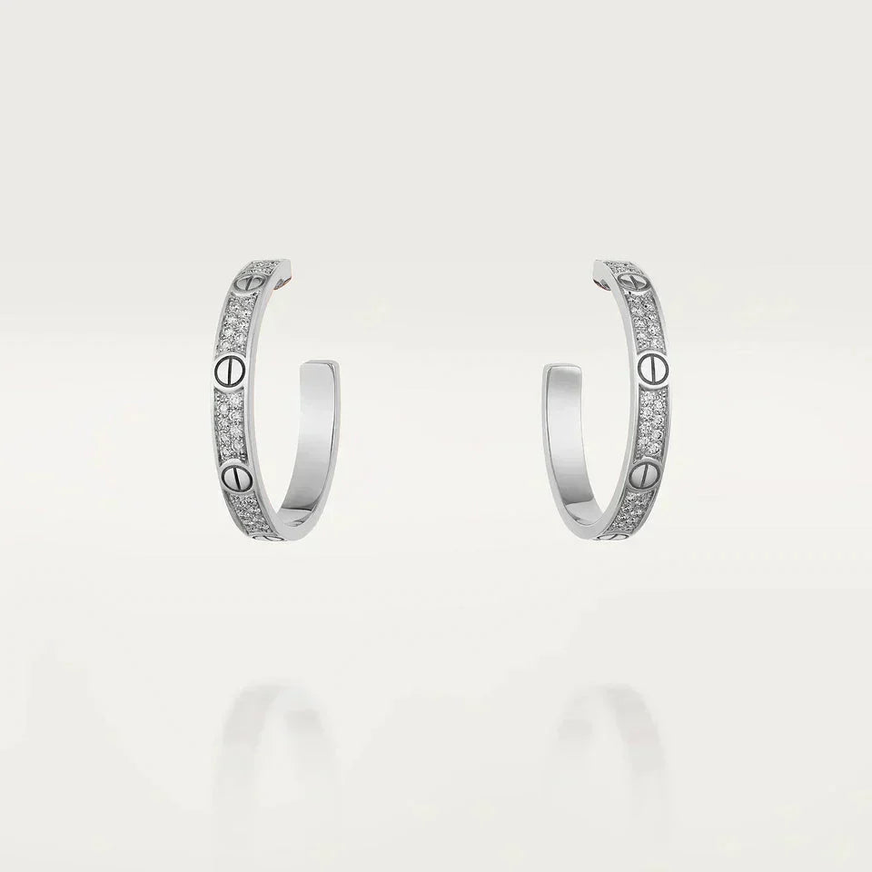 [Marins]LOVE DIAMOND SILVER HOOP EARRINGS