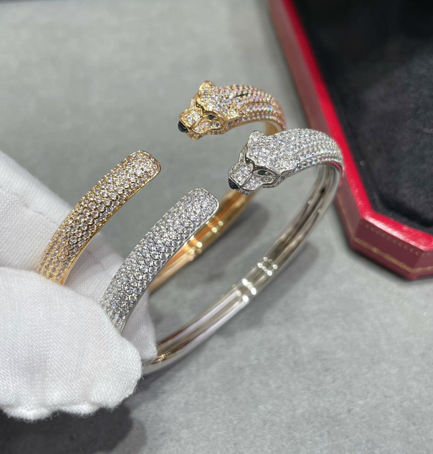 [Marins]PANTHERE FULL DIAMOND OPEN BRACELET