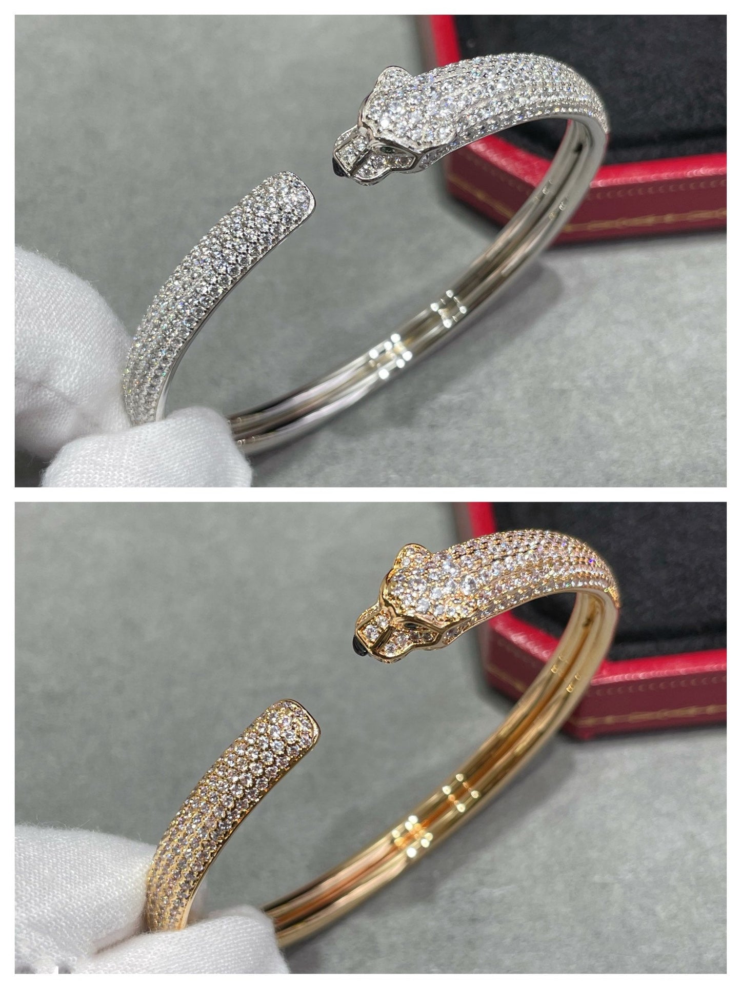 [Marins]PANTHERE FULL DIAMOND OPEN BRACELET
