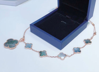 [Marins]COMBINED BRACELET 5 MOTIFS AND NECKLACE DARK MOP Marins GOLD