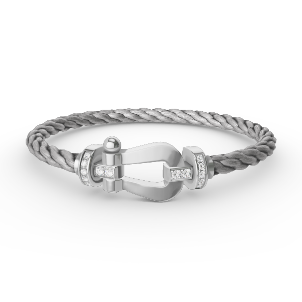 [Marins]FORCE LARGE HORSESHOE HALF DIAMOND BRACELET SILVER