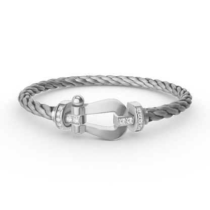 [Marins]FORCE LARGE HORSESHOE HALF DIAMOND BRACELET SILVER
