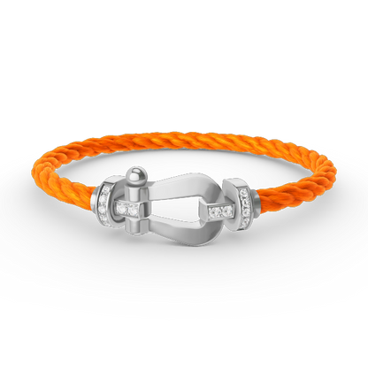 [Marins]FORCE LARGE HORSESHOE HALF DIAMOND BRACELET SILVER
