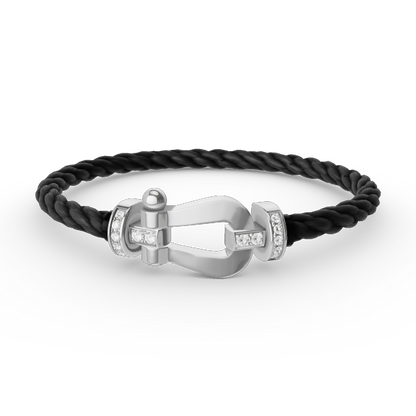 [Marin-Jewelry]FORCE LARGE HORSESHOE HALF DIAMOND BRACELET SILVER