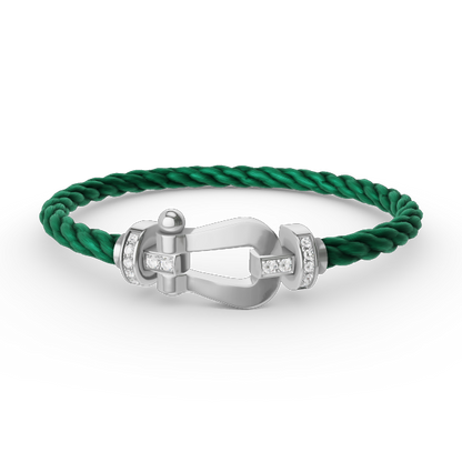 [Marins]FORCE LARGE HORSESHOE HALF DIAMOND BRACELET SILVER