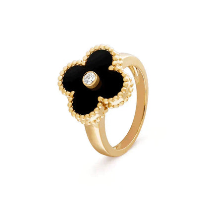 [Marins]CLOVER ONYX RING GOLD DIAMOND