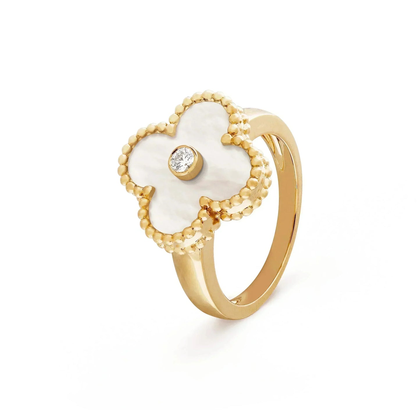 [Marins]CLOVER PINK MOP RING GOLD DIAMOND