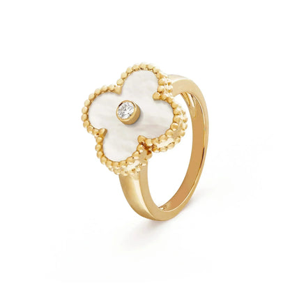 [Marins]CLOVER PINK MOP RING GOLD DIAMOND