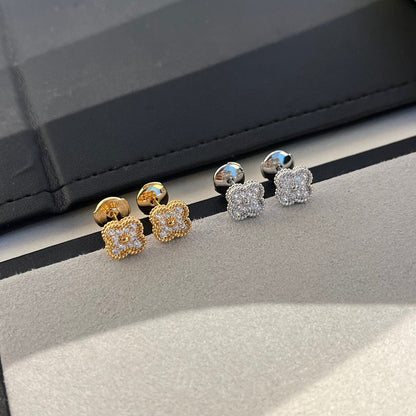 [Marins]CLOVER MINI DIAMOND STUD EARRINGS