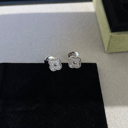 [Marins]CLOVER MINI DIAMOND STUD EARRINGS
